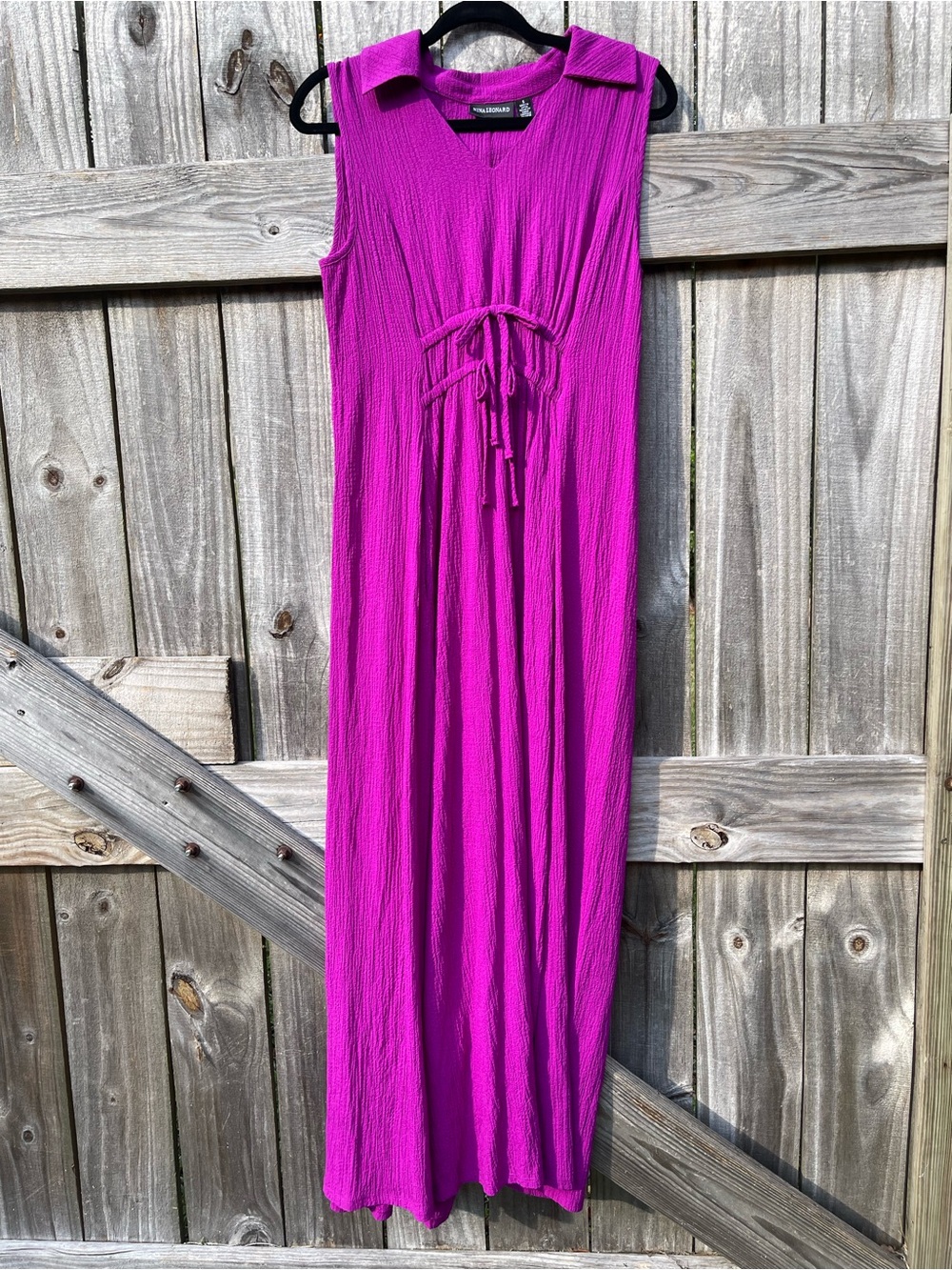 Nina Leonard Magenta Maxi Dress Sz S